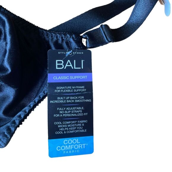 Bali Classic Support Cool Comfort Fabric Black Bra Womens Size 34DD NWT - Picture 6 of 7